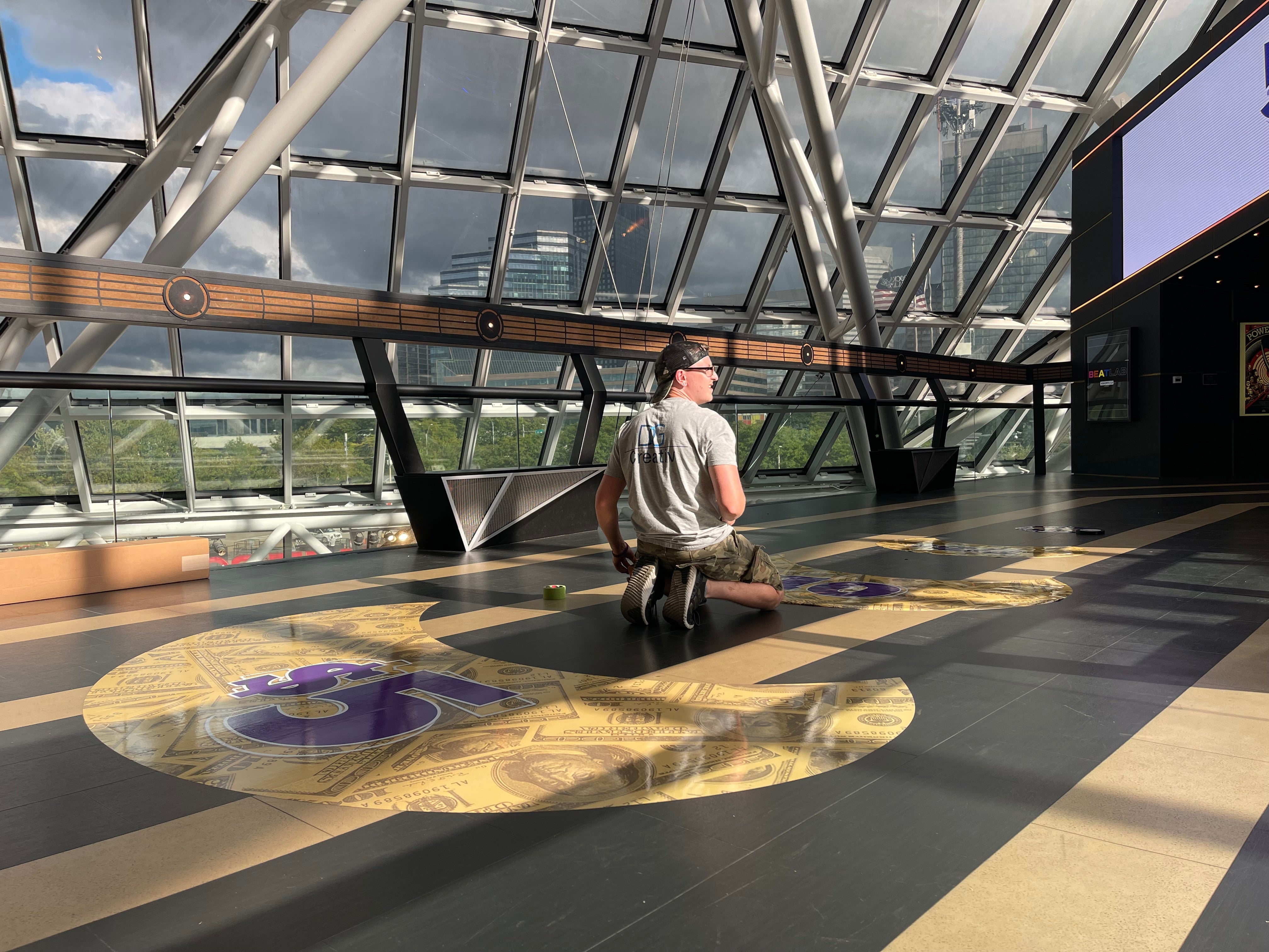 Custom printed floor graphics for Rock and Roll Hall of Fame, Cleveland, OH– DG Creativ