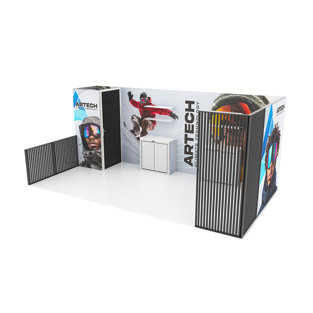 Custom printed trade show booth with branded graphics – DG Creativ