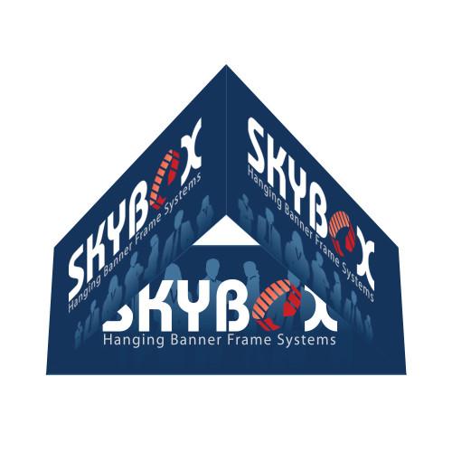 8ft Skybox fabric hanging banner trade show overhead ceiling sign round square triangle display with rigging hardware