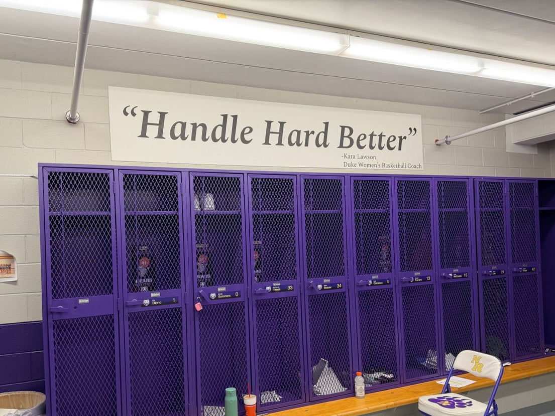 Wall Mural printed on 3mm PVC Sintra for girls basketball at North Royalton HS, in North Royalton, OH