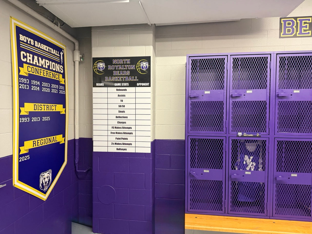 Custom printed dry-erase Graphic and Conference/ District/ Regional Championship Graphic printed on 3mm PVC Sintra for North Royalton HS in North Royalton, OH