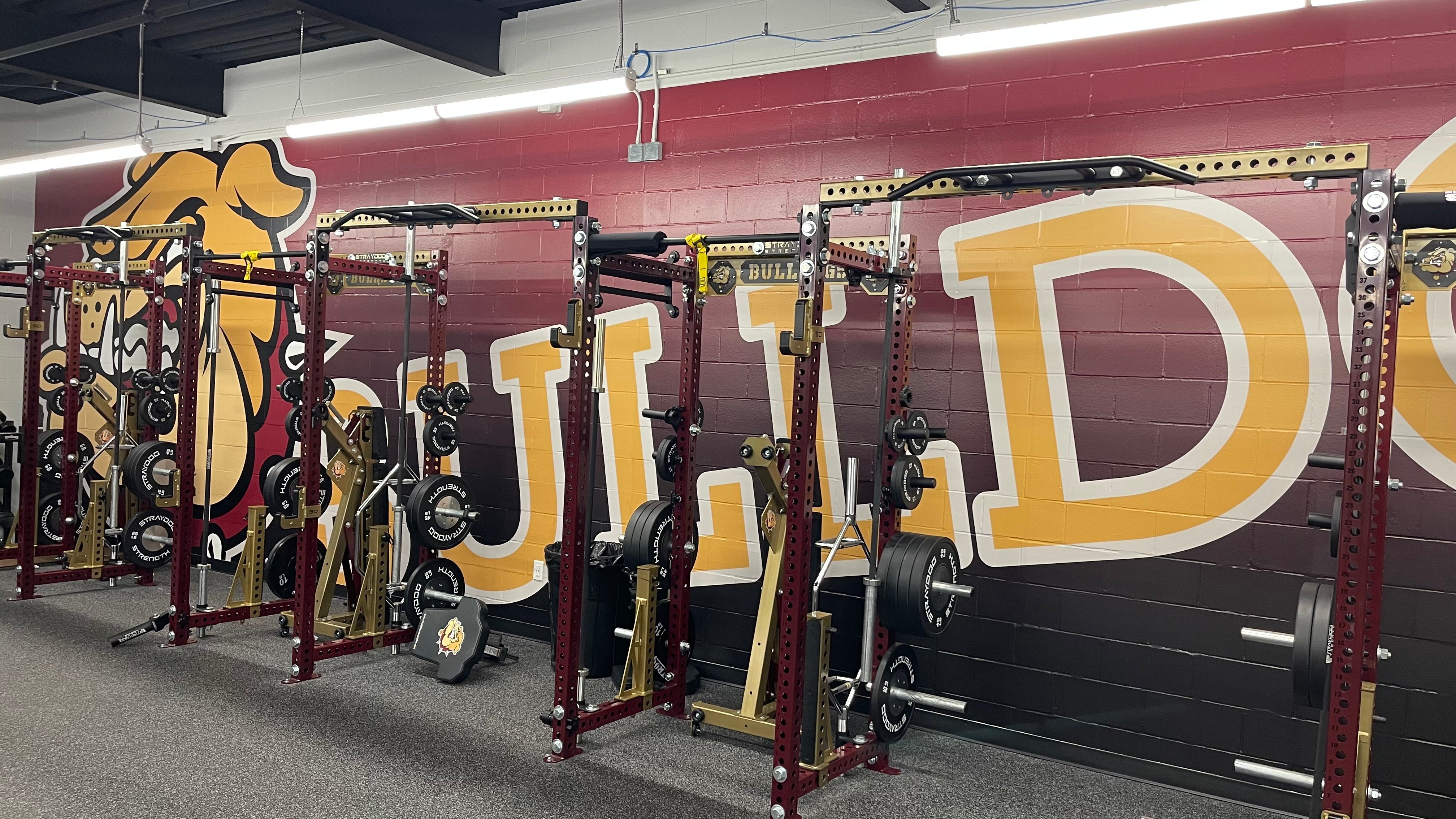 Stow-Munroe Falls High School Field House BrickWrap sticker printed graphics for school weight room. In Stow, OH