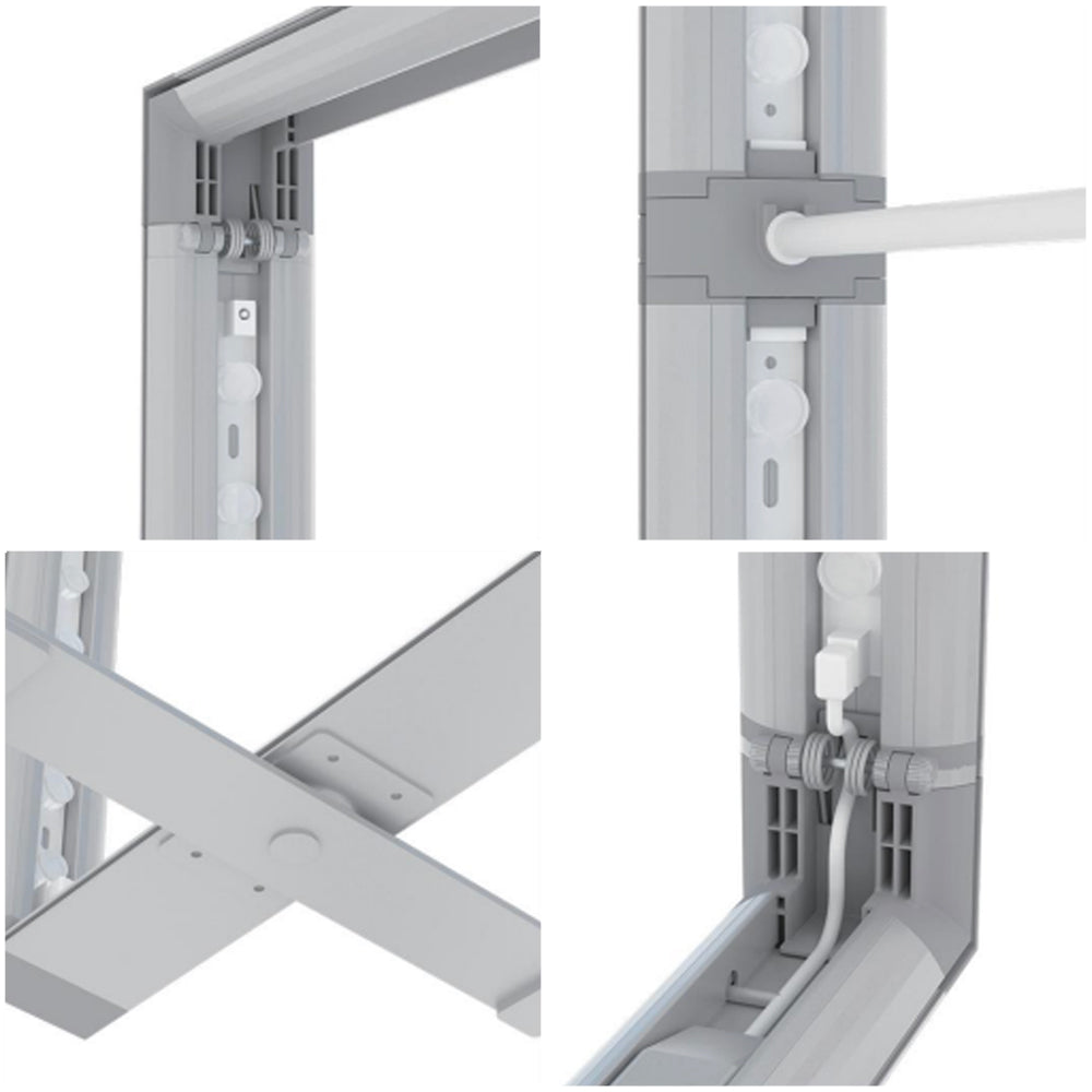Sequence showing how the tool-free Versalume pop-up frame collapses down in seconds.